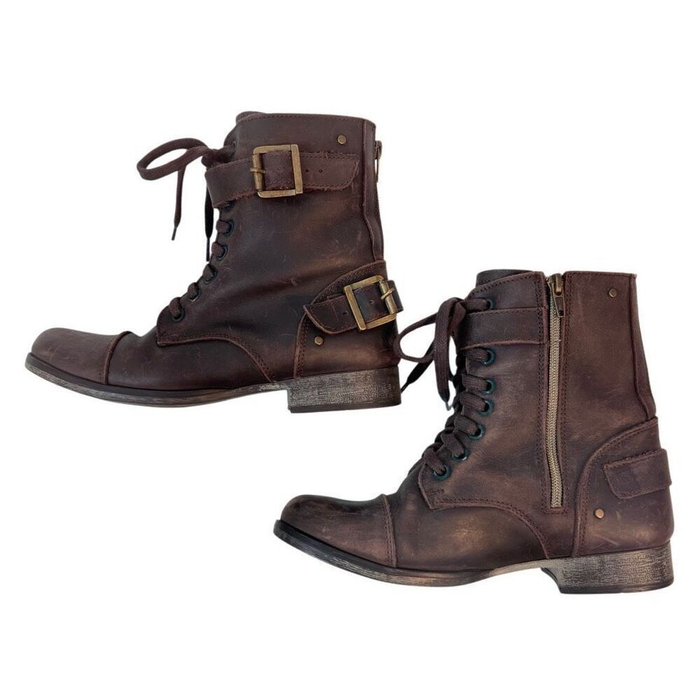DV Dolce Vita Leather Buckle Boots in Brown Vintage Look 6